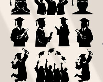 10 Graduate SVG Bundle | Graduation Silhouette Clipart PNG DXF Esp | Cricut Silhouette Laser Cut Files | Graduation Party Decor