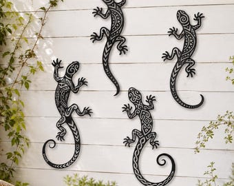 4 Tribal Lizard SVG Bundle | Gecko Wall Decor | Laser Cut SVG DXF file for Cricut, Silhouette, Glowforge