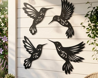 Hummingbird SVG File – Bird Silhouettes Garden Decor | DXF AI Svg Laser Cut File for Cricut Glowforge – Wood Vinyl Acrylic Decor