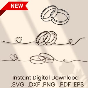 Double Wedding Rings Line Art SVG PNG Pdf EPS Dxf – Wedding Rings Line Art Digital File Clipart Silhouette Cricut