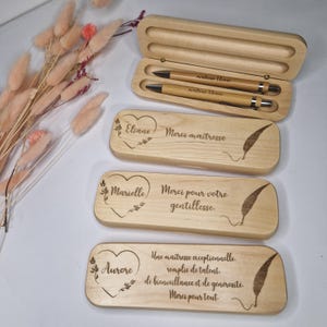 Juego de 2 bolígrafos de madera personalizados: regalo de agradecimiento para profesor, niñera o colega | Cumpleaños y Día de la Madre