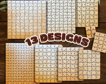 Jigsaw Puzzle Bundle, 13 Square & Rectangle Templates | Laser Cut File SVG DXF Pdf Ai LightBurn Glowforge xTool Cricut | Wood Acrylic Puzzle