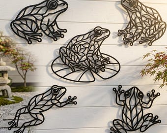 5 Frog SVG Bundle | Garden & Patio Wall Decor | Laser Cut Files SVG DXF Png | Cricut, Glowforge, Silhouette Cameo, cnc Wood Sign