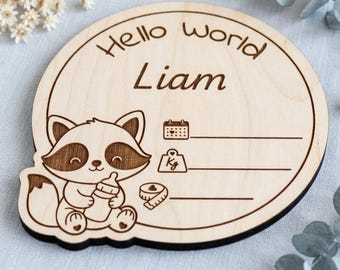 Fox Birth Announcement SVG | Baby Boy Hello World Name Sign | Personalized Gift | DXF Laser Cut File Glowforge Xtool