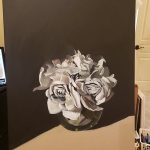 Vase mit Rosen Malerei auf Leinwand