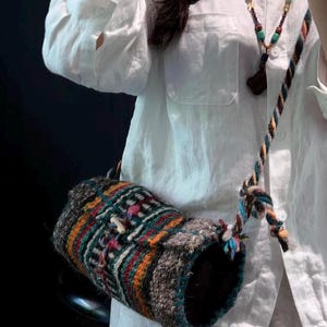 26×14cm Tibetan Handmade Crossbody Bag, Yak Wool Bag, Handcrafted by Tibetan Grandma
