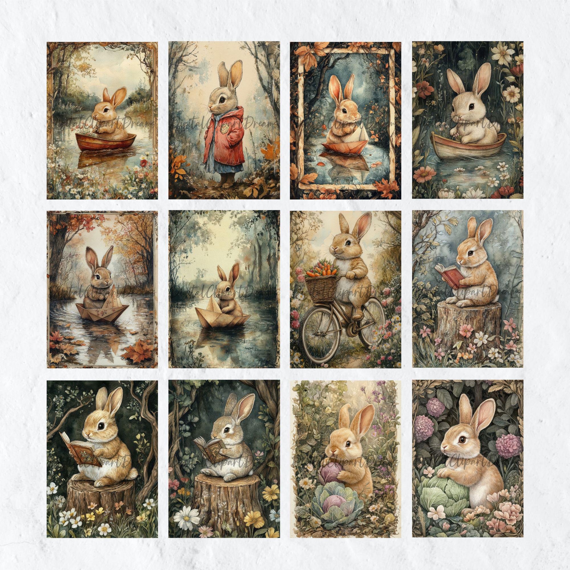 Woodland Bunny Junk Journal Kit, Easter Bunny Digital Paper, Spring ...