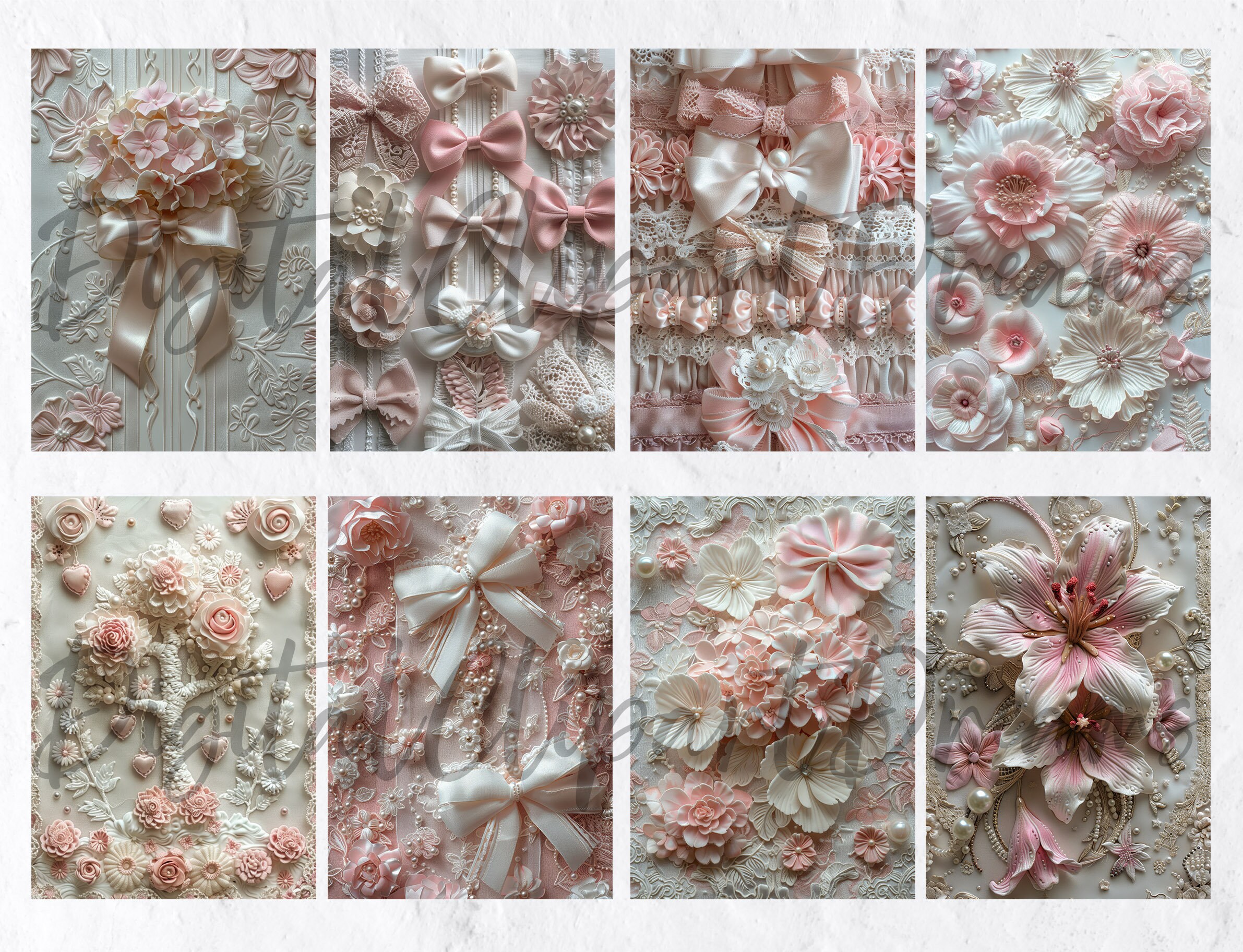 Pink Shabby Chic Junk Journal Pages, Vintage Lace Digital Paper ...
