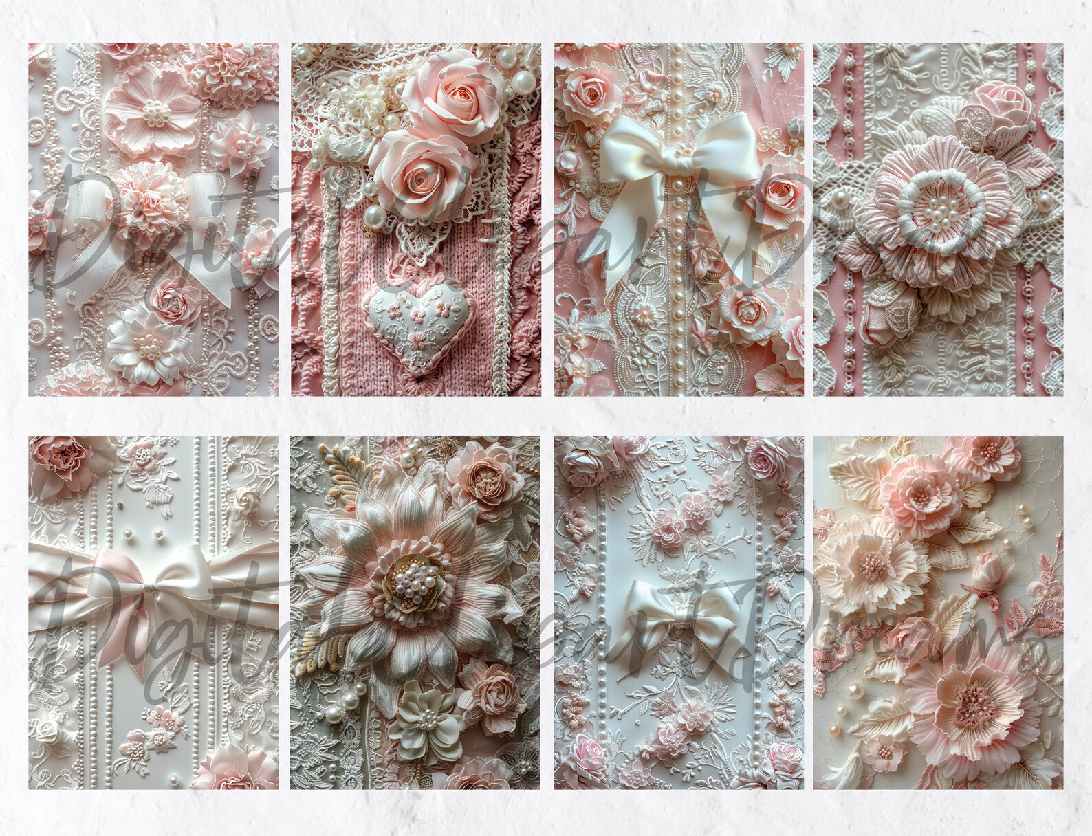 Pink Shabby Chic Junk Journal Pages, Vintage Lace Digital Paper ...