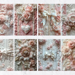 Pink Shabby Chic Junk Journal Pages, Vintage Lace Digital Paper ...