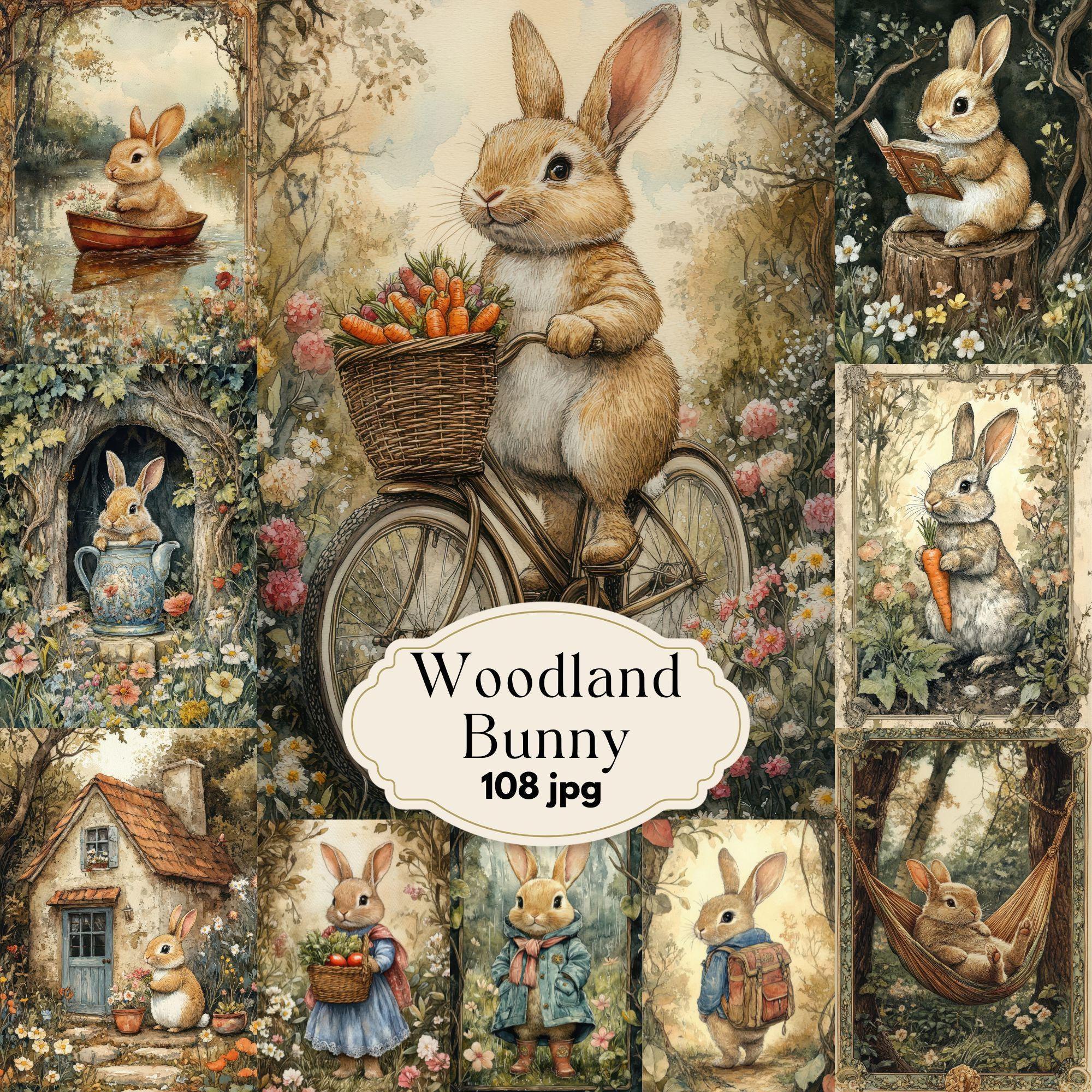 Woodland Bunny Junk Journal Kit, Easter Bunny Digital Paper, Spring ...
