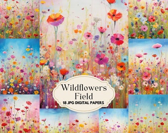Wildflower Junk Journal Pages: Watercolor Floral Backgrounds (Digital Download)