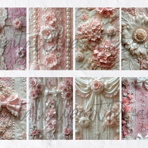 Pink Shabby Chic Junk Journal Pages, Vintage Lace Digital Paper ...