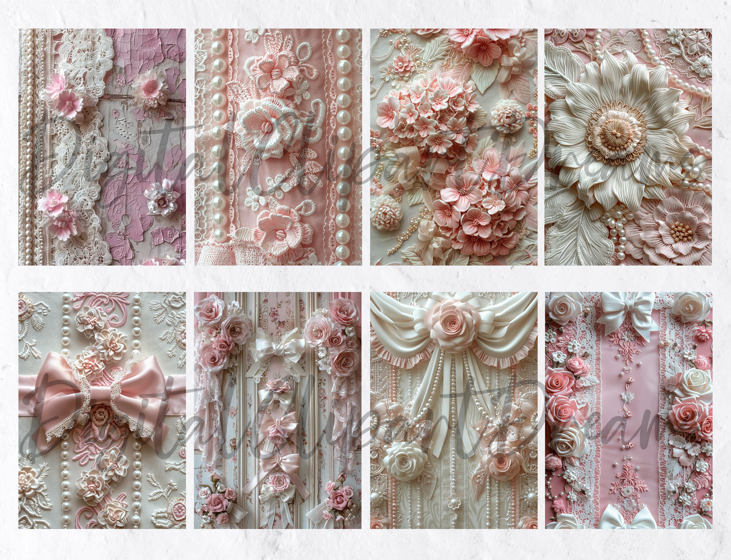 Pink Shabby Chic Junk Journal Pages, Vintage Lace Digital Paper ...