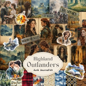 Kit de diario basura de Highland Outlanders, efímera escocesa, páginas imprimibles de Escocia con etiquetas, cortes quisquillosos, marcador, papel digital, álbum de recortes