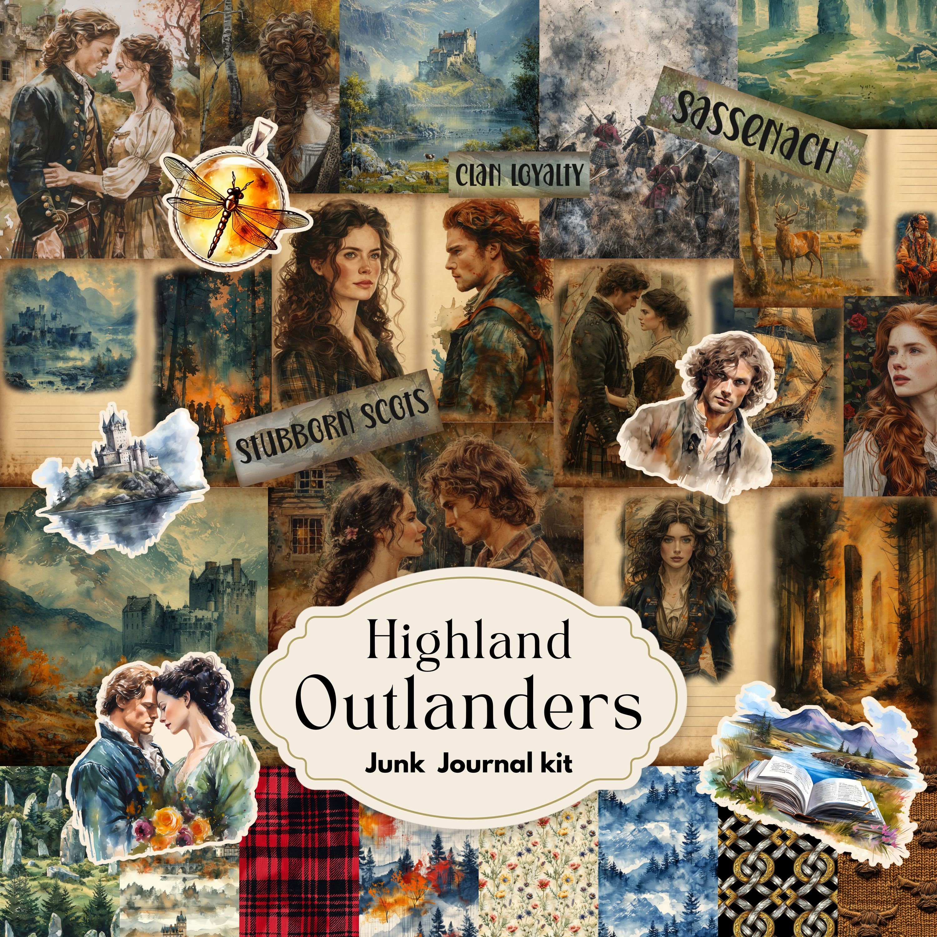Outlander Journal Highland Outlanders Junk Journal Kit, Scottish Ephemera, Scotland ...