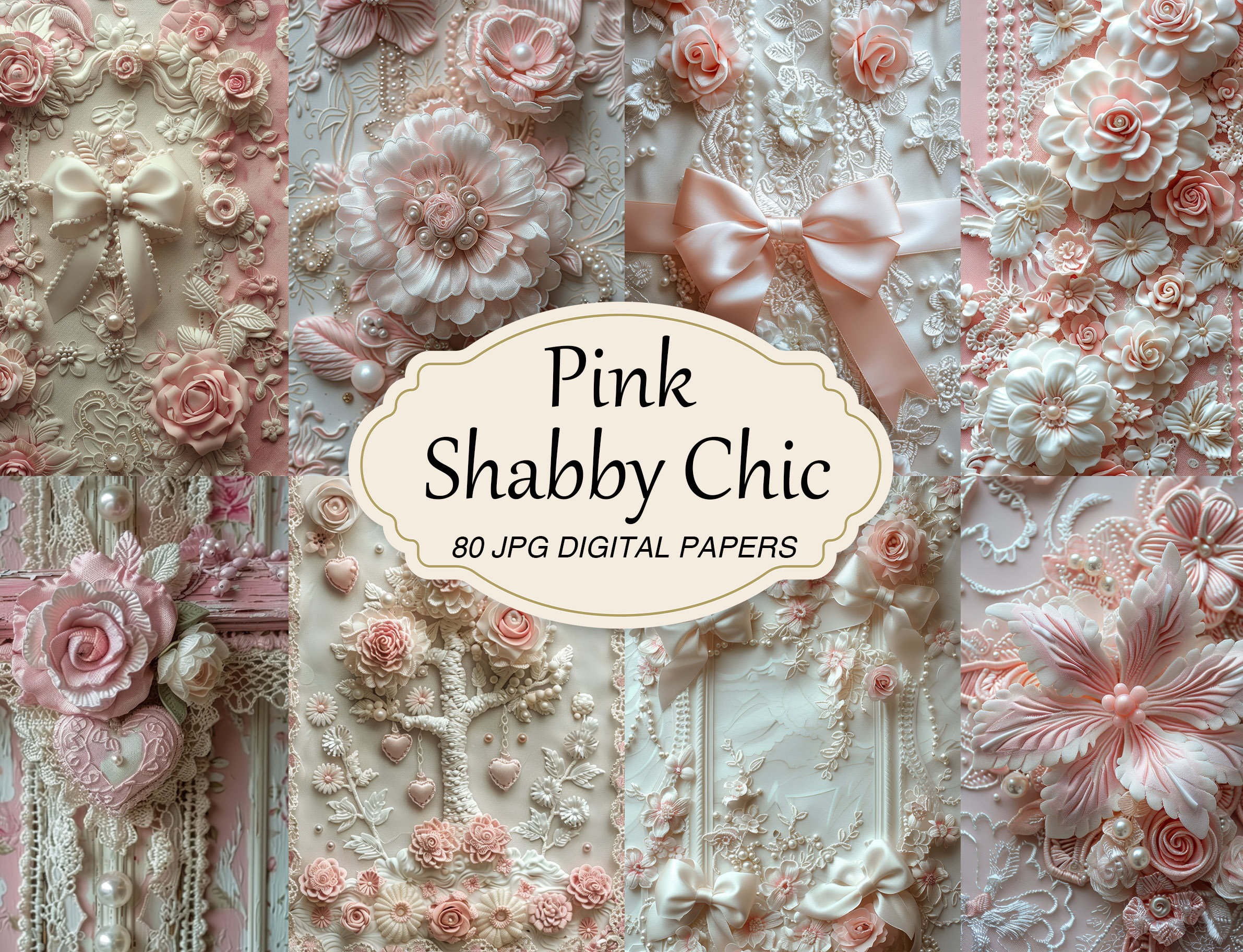 Pink Shabby Chic Junk Journal Pages, Vintage Lace Digital Paper ...