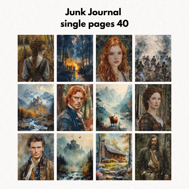 Outlander Journal Highland Outlanders Junk Journal Kit, Scottish Ephemera, Scotland ...