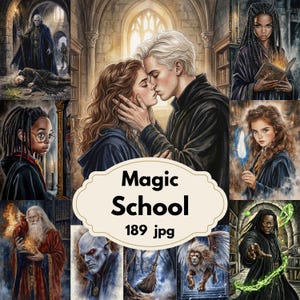 Wizard Academy Junk Journal Pages, Magic School Printable Paper, Dark Academia Grimoire Kit