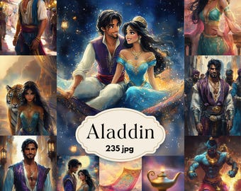 Arabian Nights Junk Journal, Scrapbook Paper, Aladdin Fairytale Ephemera, Magic Lamp, Mystical Genie, Fantasy Printables, Digital Download