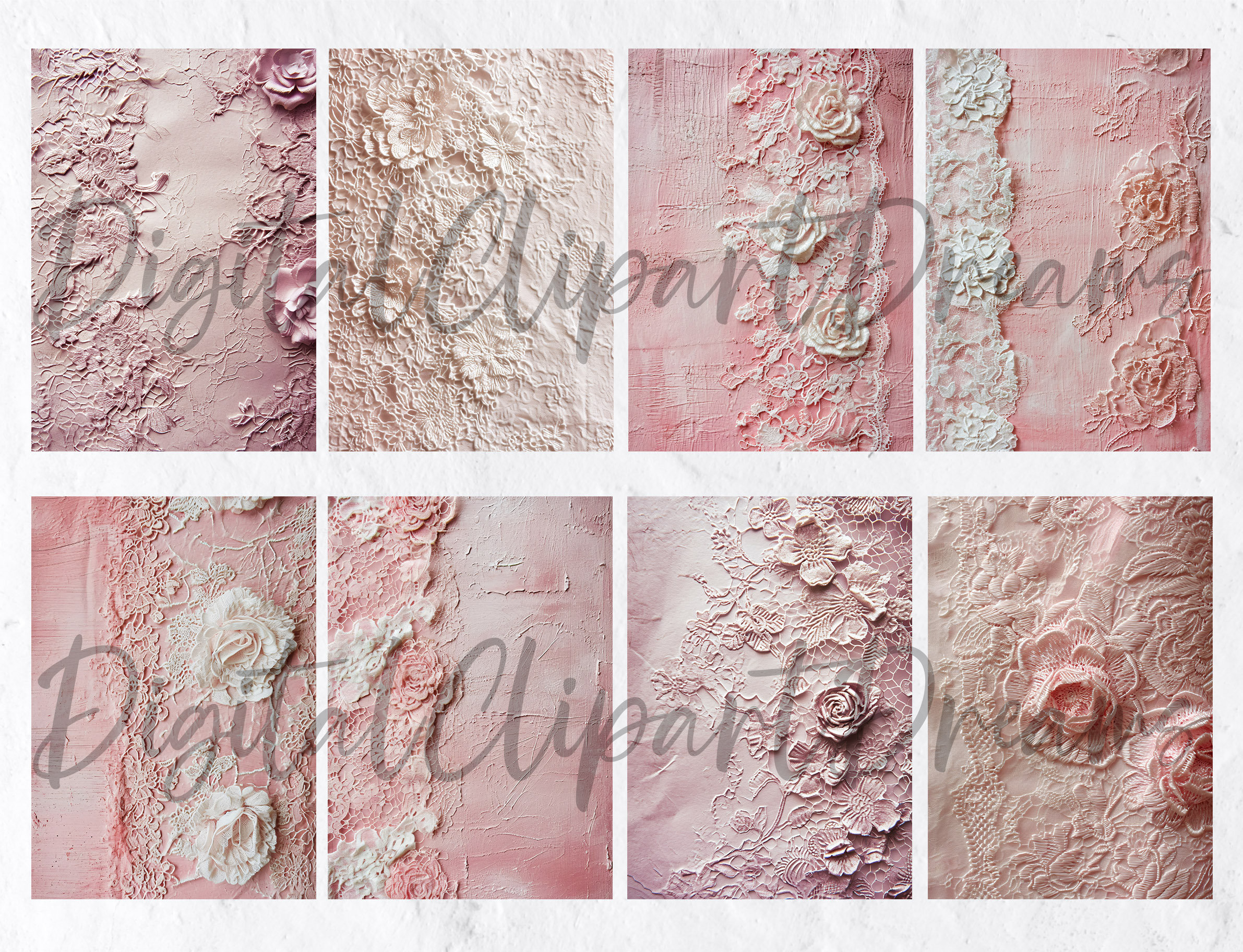 Vintage Pink Lace Paper, Junk Journal Paper Pack, Shabby Pink Lace ...