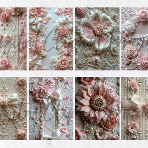 Pink Shabby Chic Junk Journal Pages, Vintage Lace Digital Paper ...