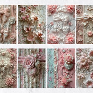 Pink Shabby Chic Junk Journal Pages, Vintage Lace Digital Paper ...