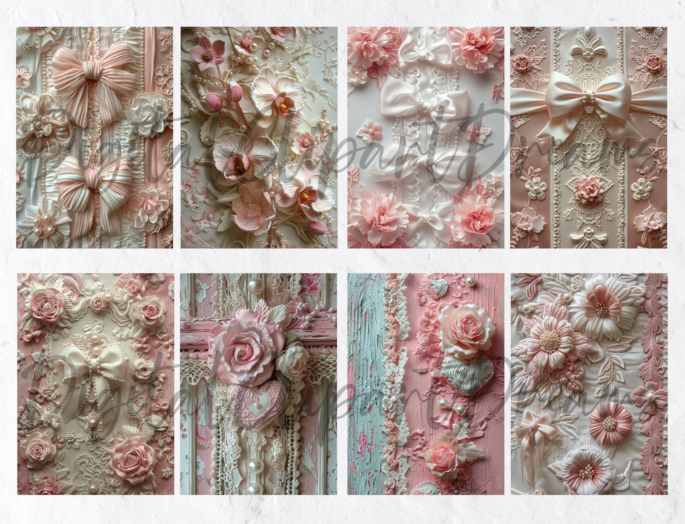 Pink Shabby Chic Junk Journal Pages, Vintage Lace Digital Paper ...