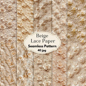 Beige Spitze Nahtlose Muster, Perle Rose Digital Papier, Elegante Blumenmuster, Hochzeit Scrapbook Hintergrund, Vintage Journal Stoff