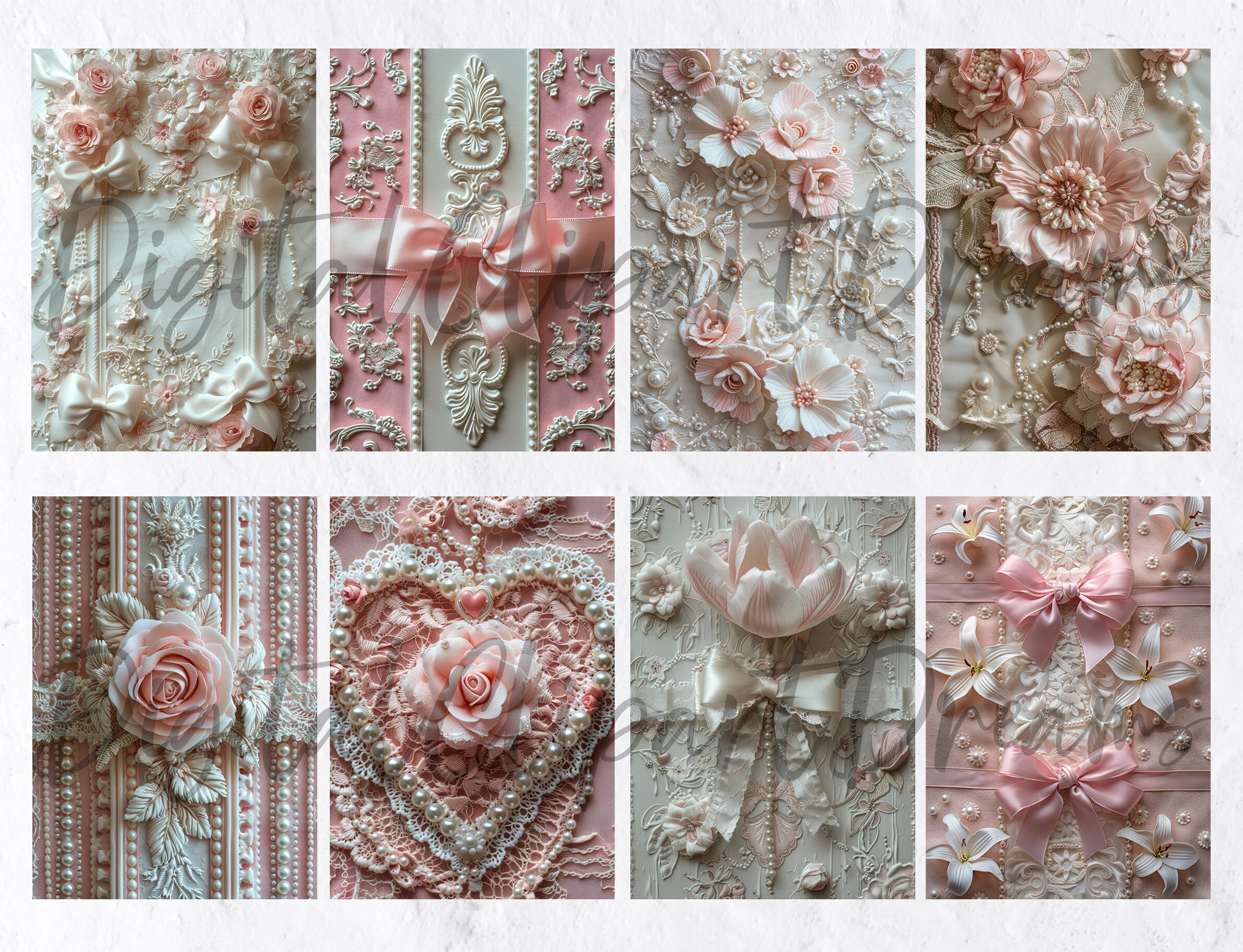 Pink Shabby Chic Junk Journal Pages, Vintage Lace Digital Paper ...