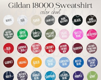 Gildan 18000 Color Chart Editable, Canva Editable Color Chart, Size Chart Mockup Template, G180 Chart Mockup, Unisex 18000 Sweatshirt Mockup