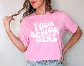 Bubble gum Tshirt Mockup | Bella Canvas 3001 Shirt Mockups | 3001C Pink T-shirt Mocks | Bellacanvas Heather bubblegum 3001CVC Valentines Day