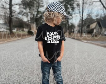 Toddler Black Tshirt Mockup, Kids Bella Canvas 3001 Shirt Mock up, Boy 3001y T-Shirt, Lifestyle Model Mocks, Retro 3001t Valentines Day