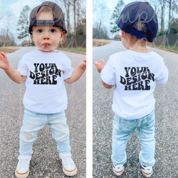 Mockup FRONT & BACK Baby 3401 Rabbit Skins Shirt, Kids White TShirt Mockups, Toddler Tee  Mock up Photo, Lifestyle Baby Mocks Mockup Bundle