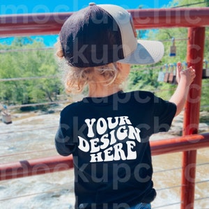 Toddler Shirt Mockup Bella Canvas Lifestyle Black TShirt Child Mockup Black T-Shirt Gildan Bundle, Trendy Kid Black Shirt Mockup Picture