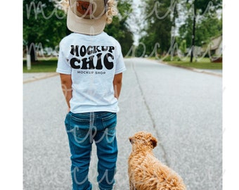 Toddler White Shirt Mockup KidsShirt Mock up Boy White Back of Shirt Mock-up Bella Canvas Lifestyle Mockup Bundle Trendy Gildan Mockup
