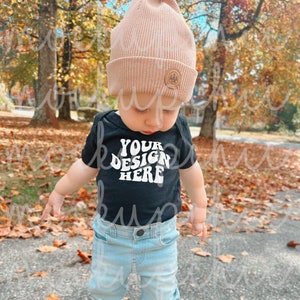 Baby Mockup Body nero Bella Canvas 100b, Infant Fall One Piece, Real Baby One-piece Modello Ringraziamento Bellacanvas body Mockup