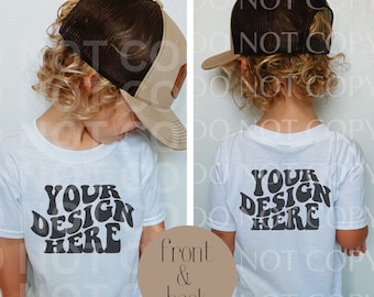 Mockup Gildan FRONT BACK Toddler White Shirt Kid White Shirt Mock up trendy Boy White Shirt Mock-up Model Lifestyle Mockup Gildan Mockups