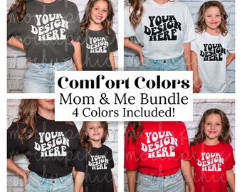 Mom and Me Mockup Bundle, Pepper Red White Black Comfort Colors Shirt, C1717 Matching Tshirt, Mommy Daughter, Basic Real Mama Mini Mocks