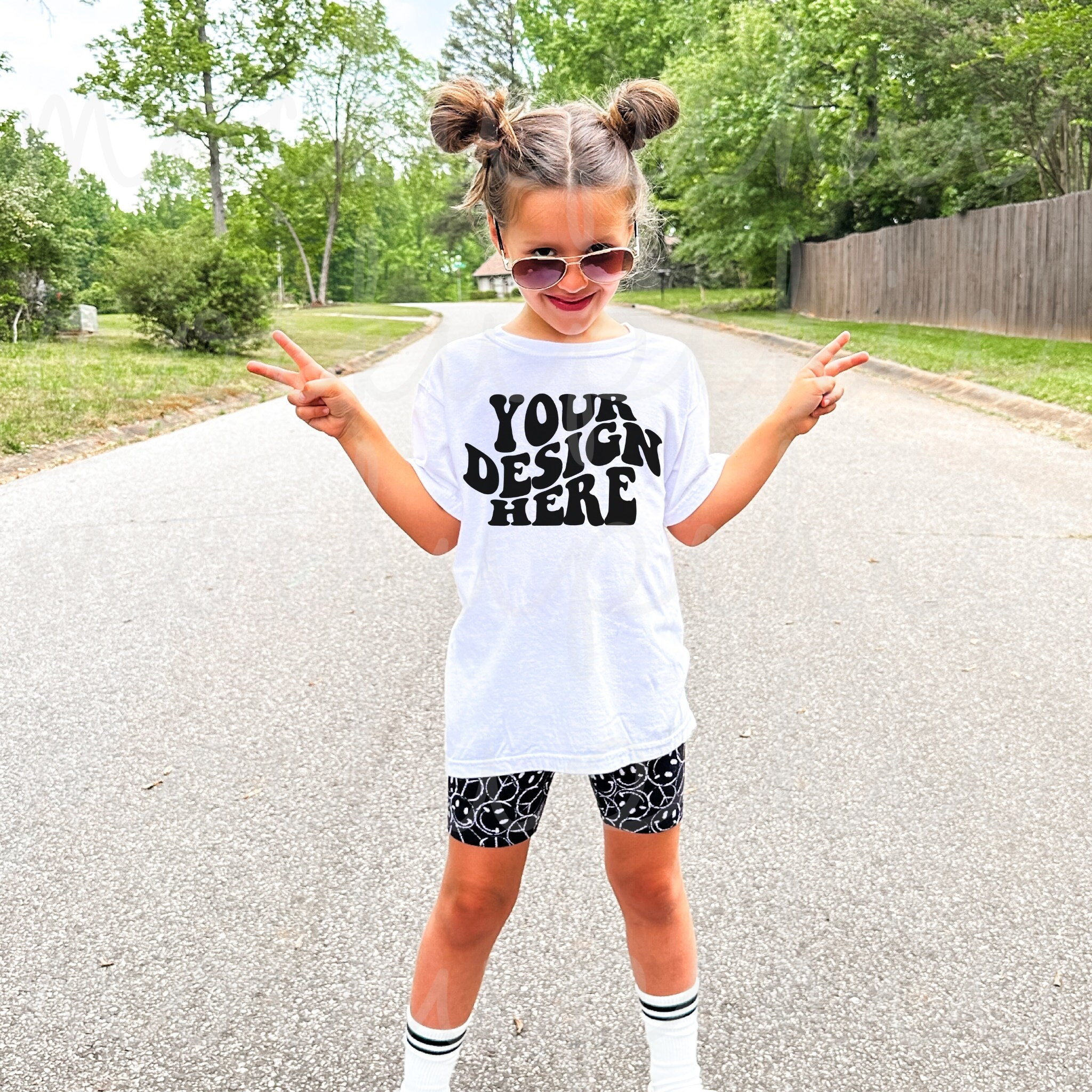 トップス c-boy style Concrete Mood(No.58) Kids White Shirt Mockup, Comfort Colors 9018 T-shirt Influencer