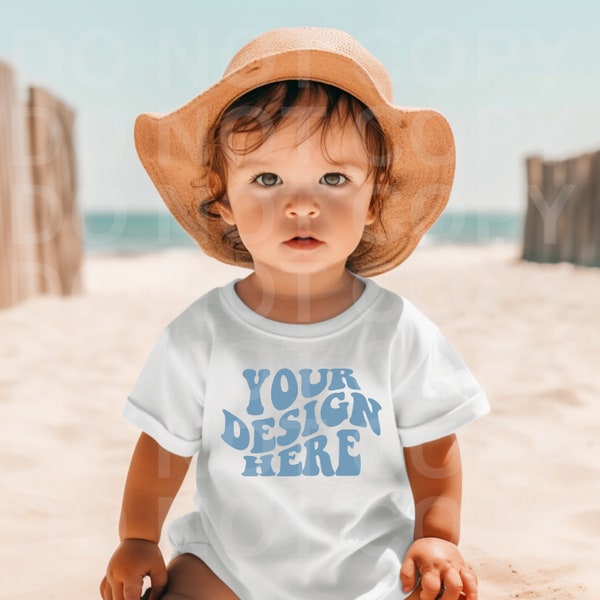 Mockup Beach Baby, Baby Shirt Mockup Toddler Shirt Mockup Baby White T-shirt Mock up, Toddler White tshirt Mock-up Trendy Baby Mockup Bundle