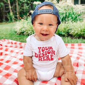 Mockup Baby Bodysuit Baby Shirt Mockup, Lifestyle mockup, White Bodysuit Mockup, 4th of July Mockup, Memorial Day Kid White Mockup Picture