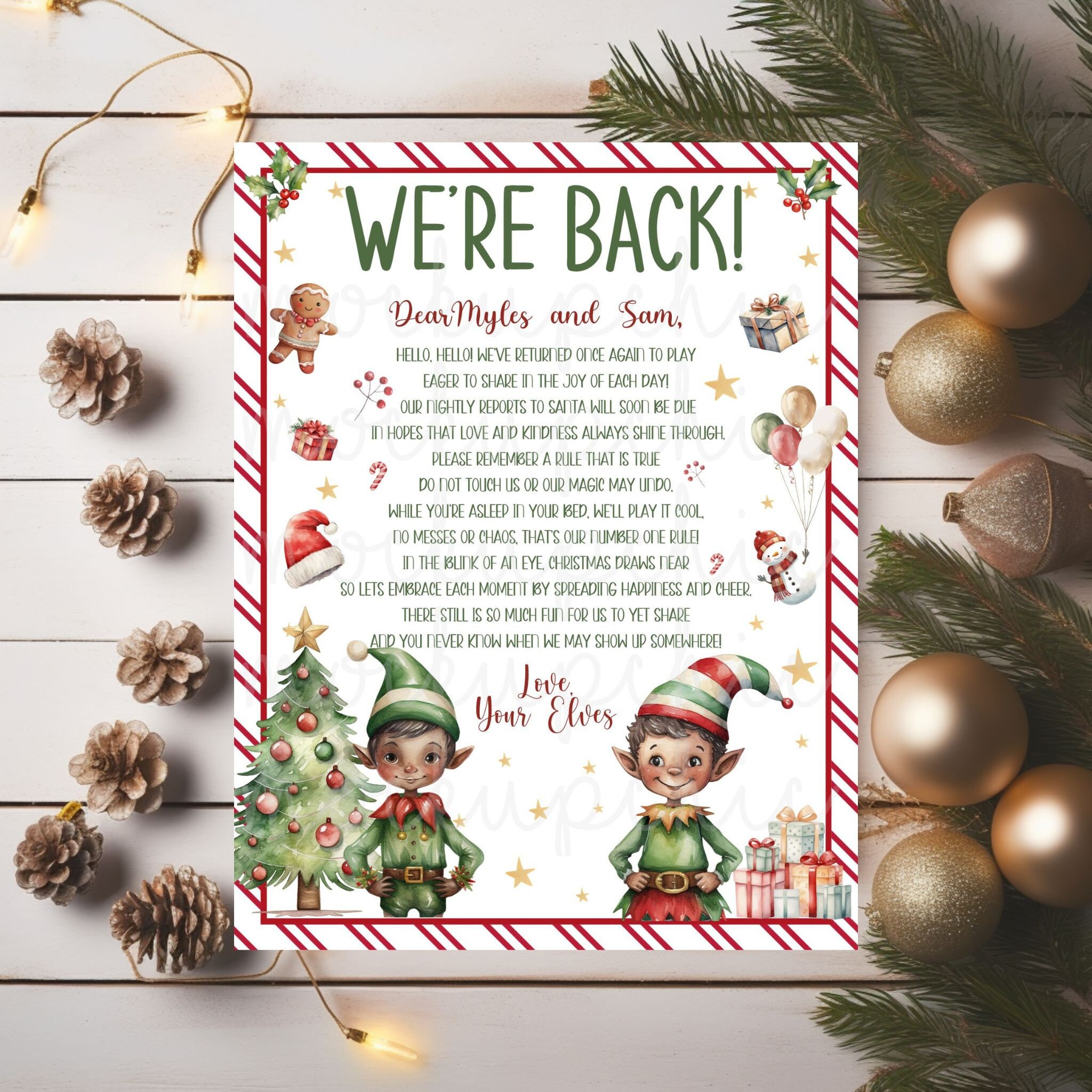 Two Elves Arrival Letter BOY We Are Back Letter From Elf Hello