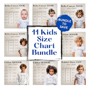 Size Chart Bundle Sweatshirt Tshirt Hoodie Sizing Guide Mockup Template Gildan Rabbit Skins Comfort Colors 9018 Bella Canvas Baby Youth Kids