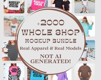 Whole Shop Mockup Bundle, Bella Canvas Gildan Comfort Colors, Entire Shop, Kids clothing mockups, Color Size Charts, Lifestyle Real Models