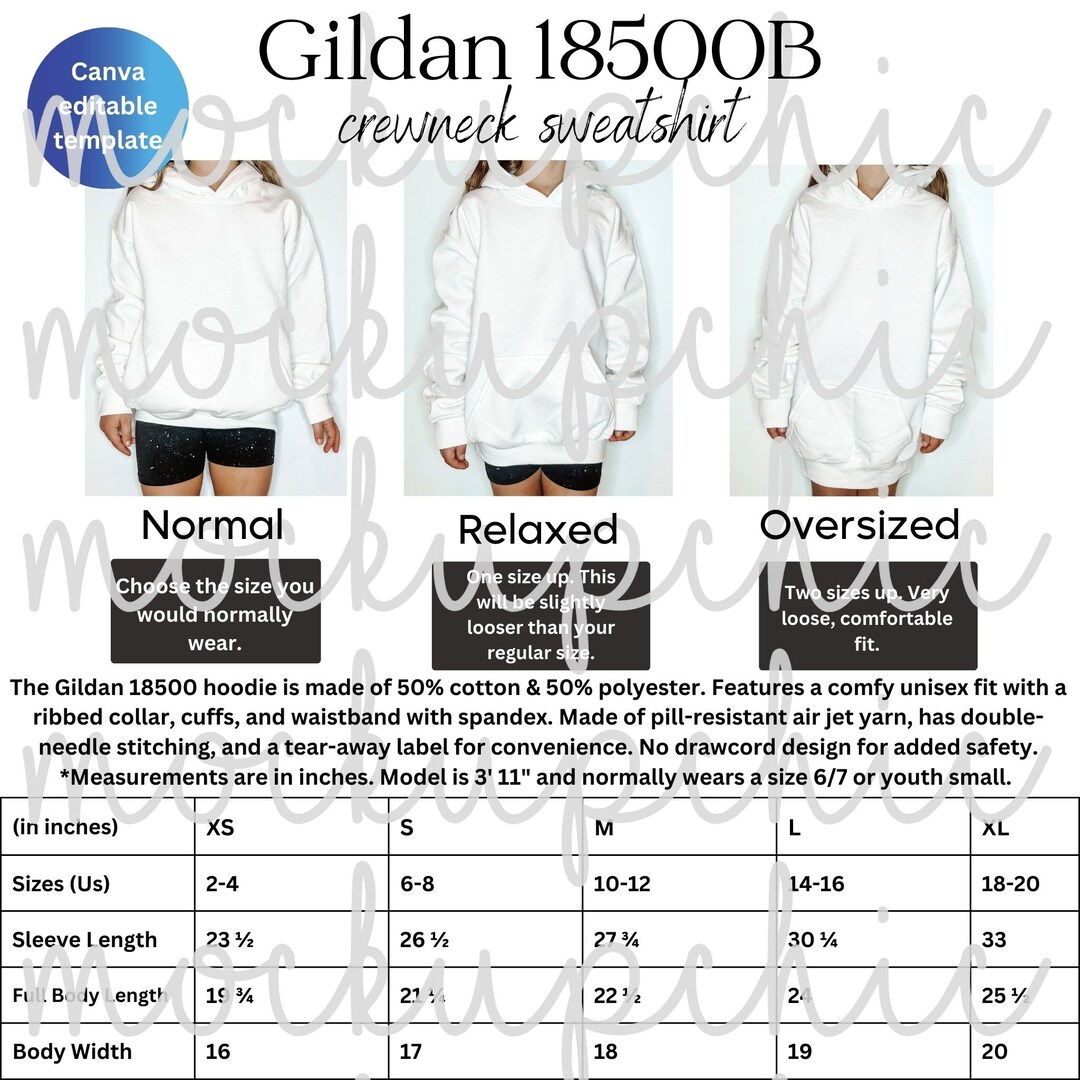 Gildan Hoodie - White, Size Small, 50% Cotton 50% Polyester Pullover (Style 18500B) - View #9