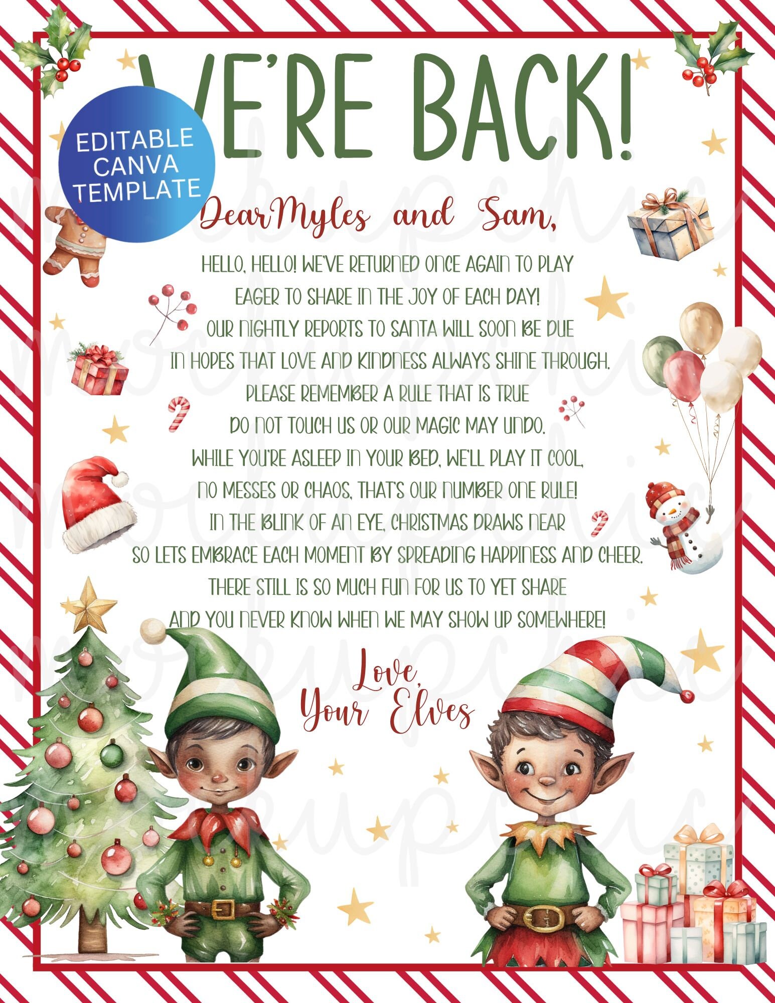 Two Elves Arrival Letter BOY We Are Back Letter From Elf Hello