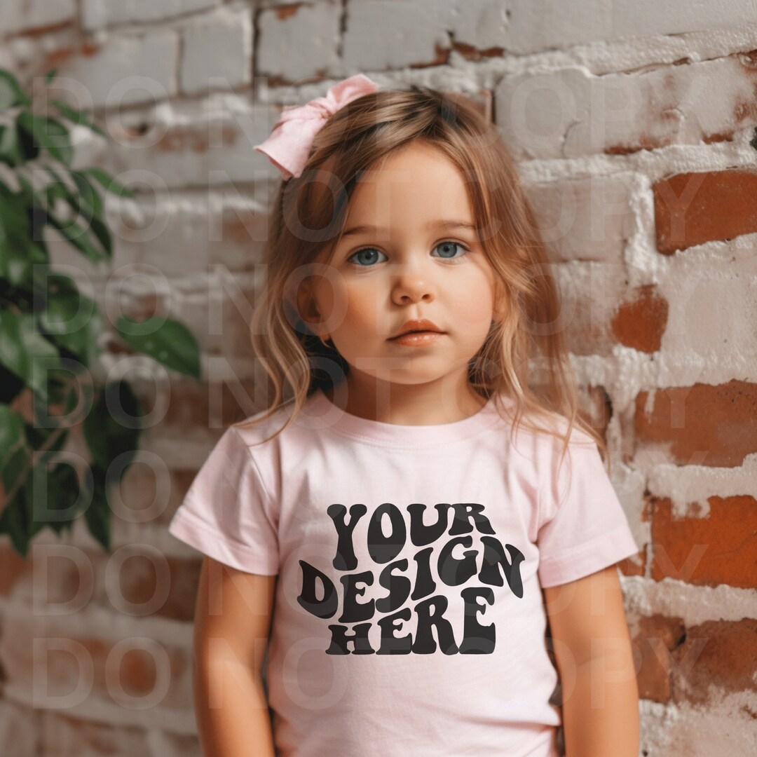 Toddler Pink Shirt Mockup Kids Light Pink Shirt Mock up Girl Soft Pink