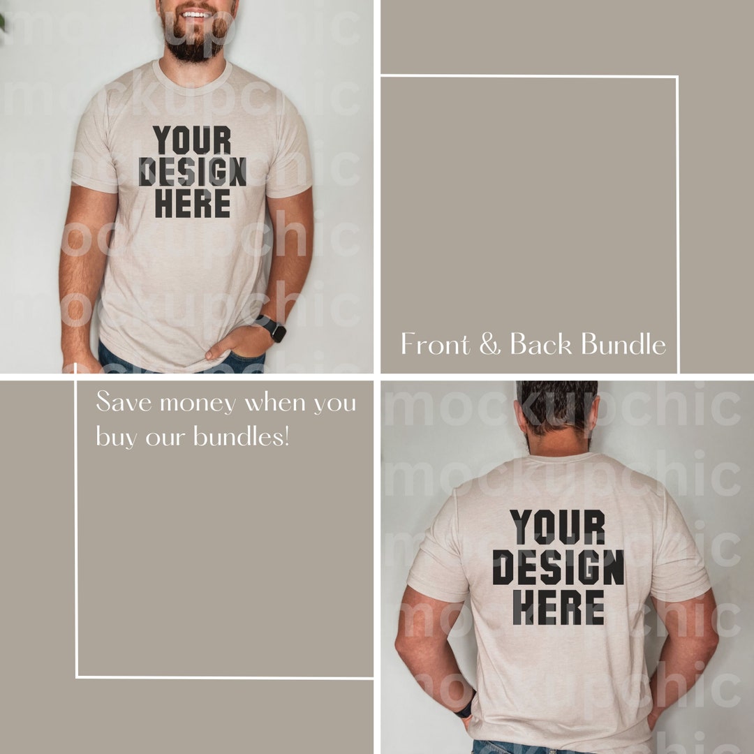 Front Back Mock FRONT & BACK Mockup Bundle Man Front Back Tshirt Mockup, Male Model ...