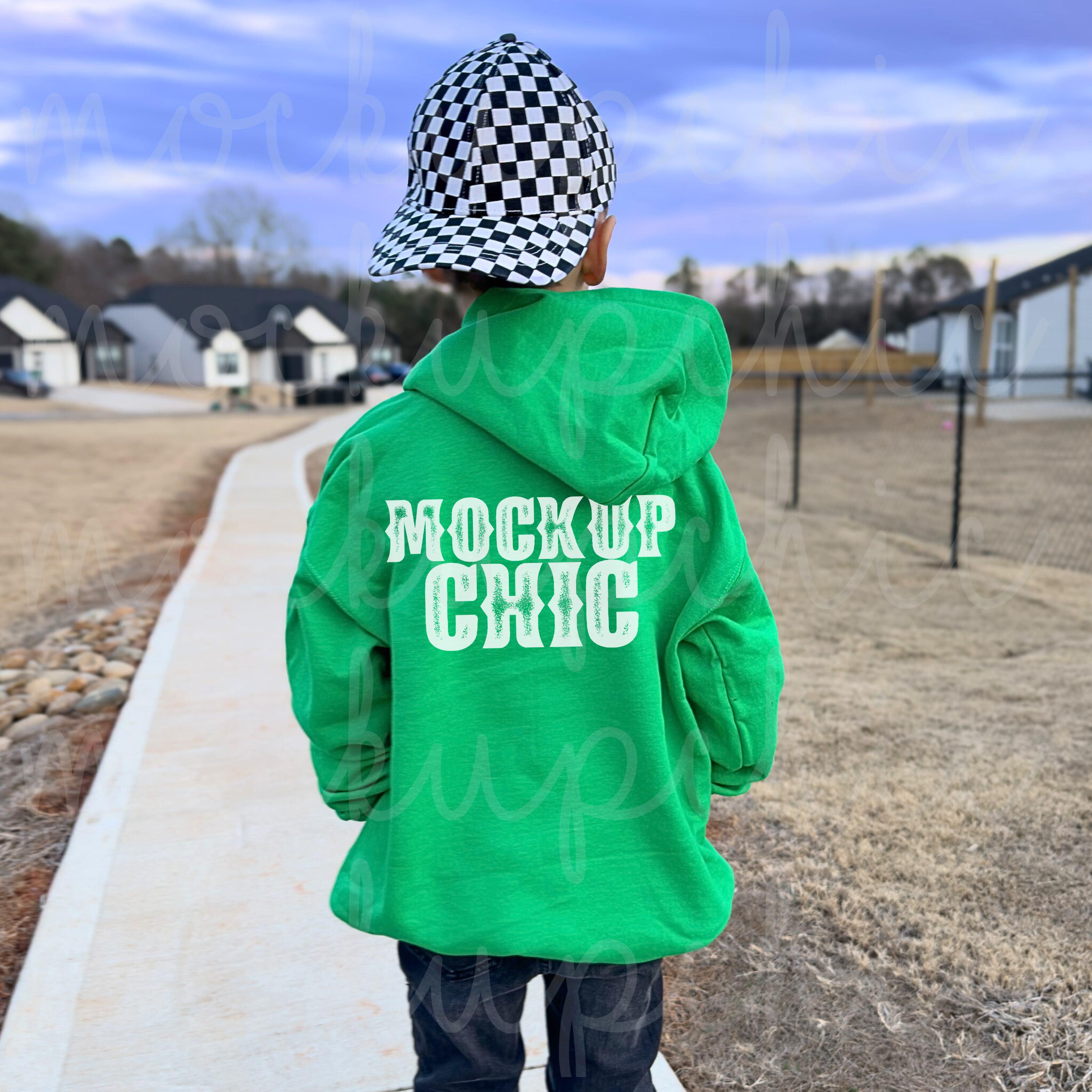 Irish Green Back of Hoodie Mockup, Gildan 18500b Mock-up, Saint